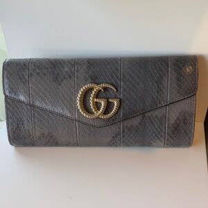 Gucci python GG Grey Clutch